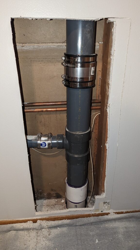 customer's plumbing stack repair